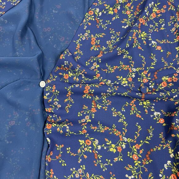 Madewell Amaranth Blue Floral Short Flutter Sleeve Wrap Dress Women’s Plus 22 - Picture 5 of 9